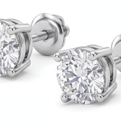 GIA Certified Natural Diamond Earring 1ct - White Gold 14K