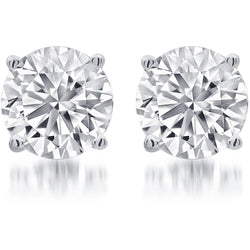 G SI1 Round Cut 5 Carats Real Diamonds Stud Earrings Platinum