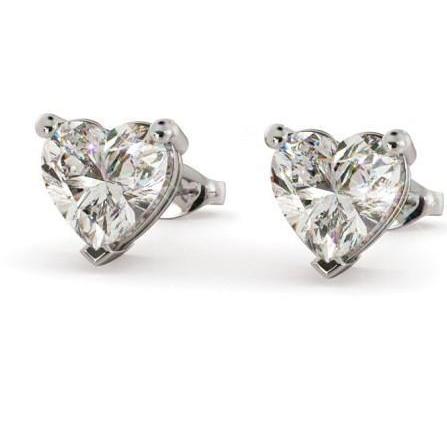 G Vs1 Solitaire Heart Shape 4.00 Ct. Real Diamonds Studs Earrings WG 14K