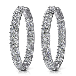 G Vvs1 Round Cut 8 Carats Real Natural Earth Mined Diamonds Hoop Earrings 14K White Gold New