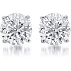 G VS1 Round Cut 5 Carats Real Natural Earth Mined Diamonds Stud Earrings Platinum