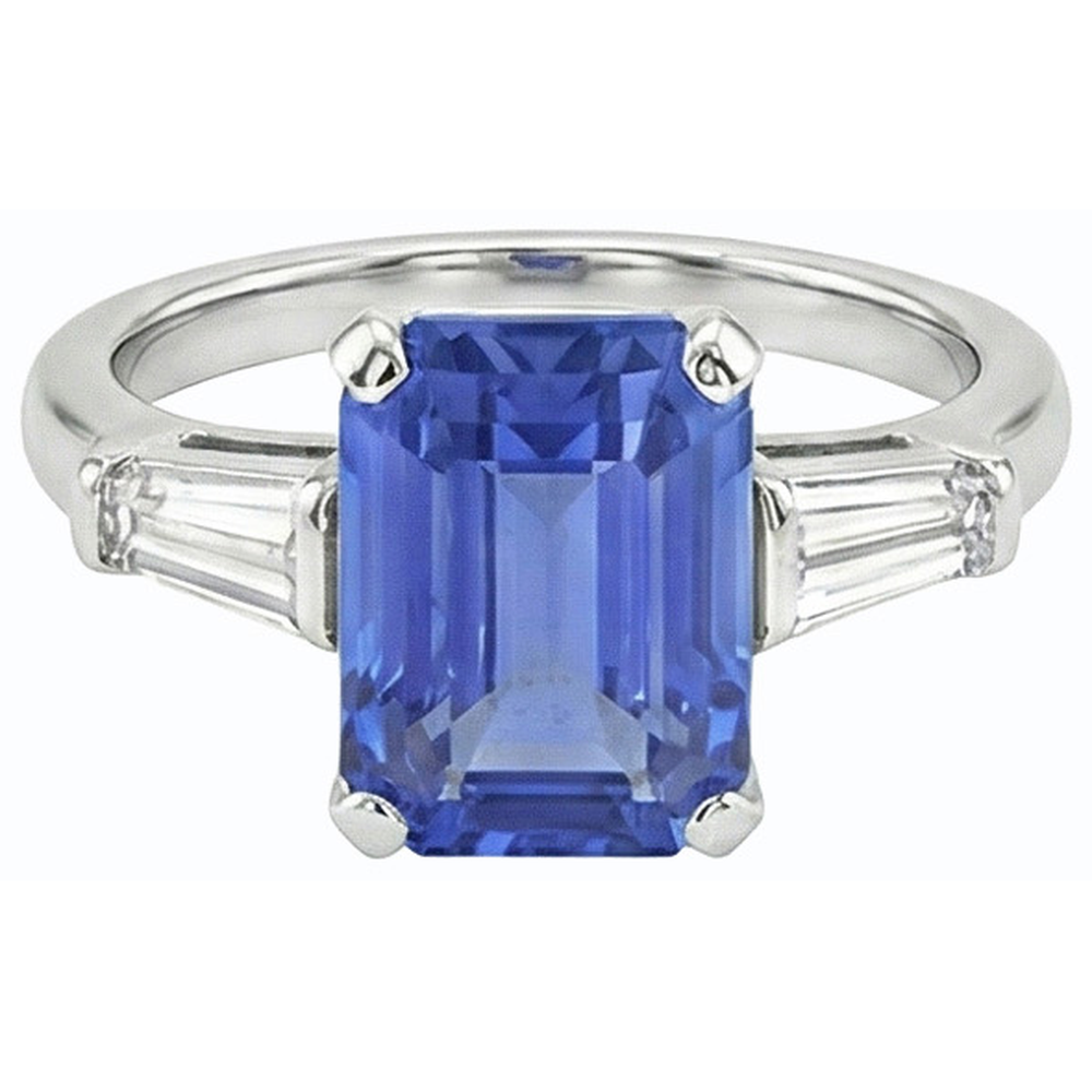 natural emerald sapphire 2.50ct ring on white background