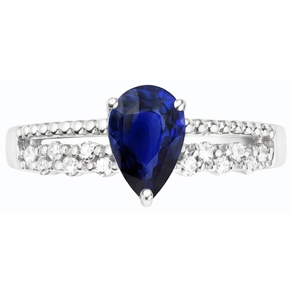 natural round sapphire 2.50ct ring on white background