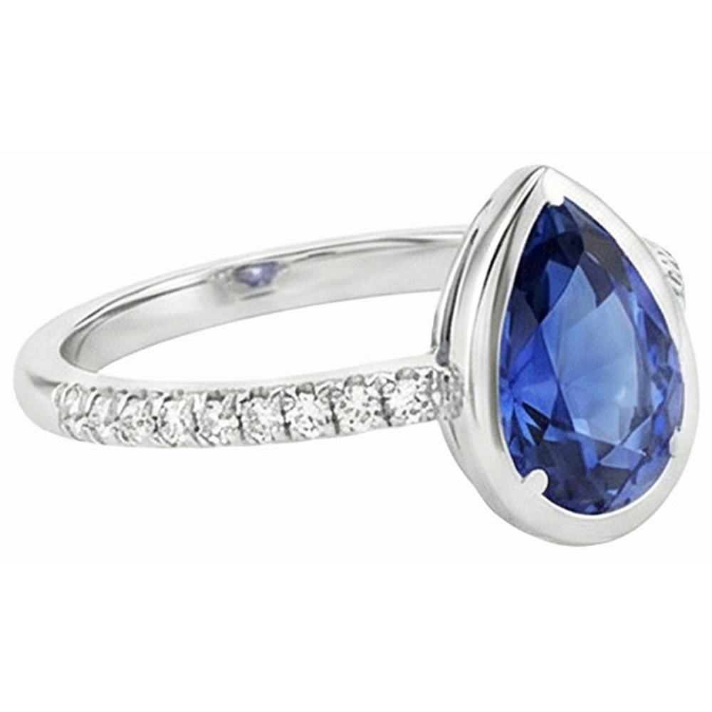 natural round sapphire 3.50ct watch profile view