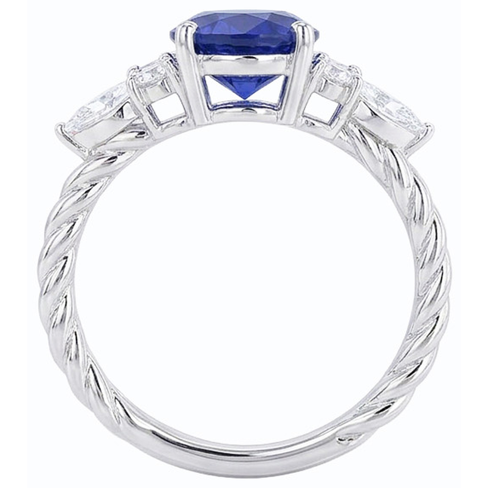 natural round sapphire 4ct ring side angle