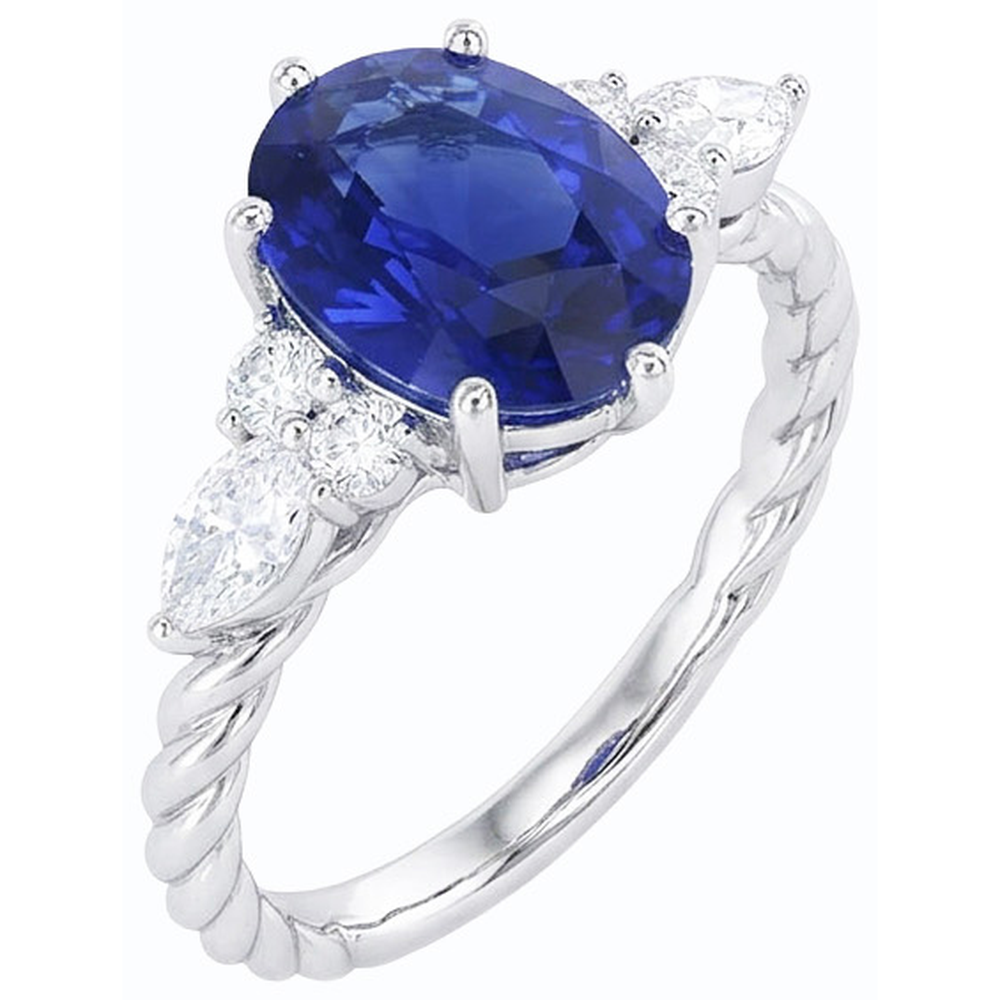 natural round sapphire 4ct ring top view
