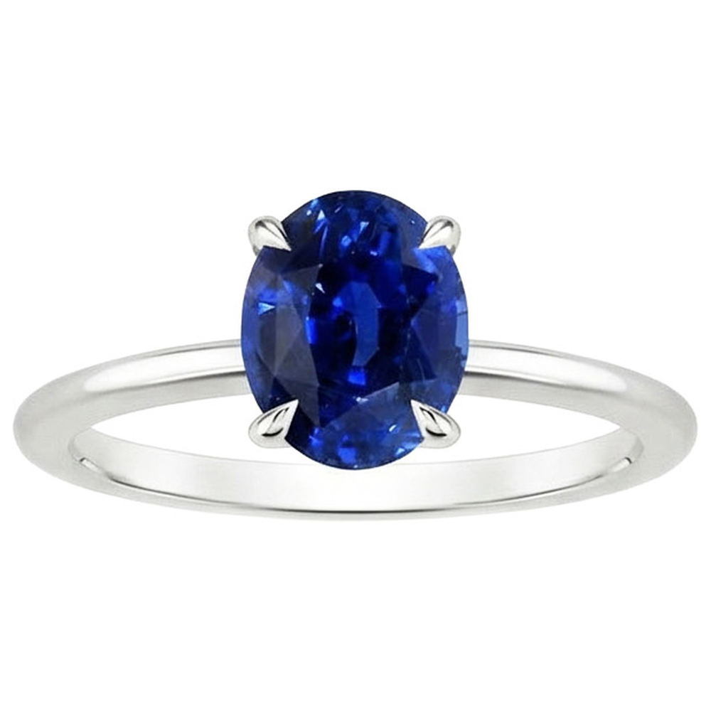 natural oval sapphire 2ct ring profile view