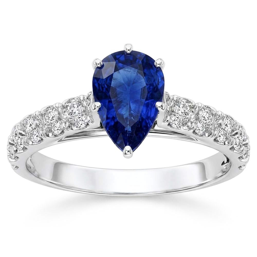 Gemstone Ceylon Sapphire Engagement Ring & Natural Earth Mined Diamond ( Not Lab Grown )s 3 Carats Gold