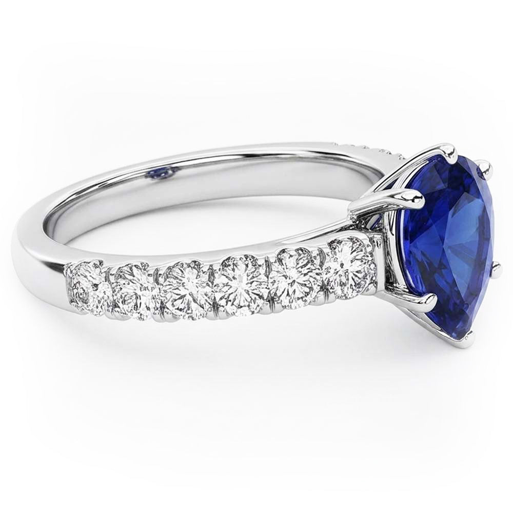 Gemstone Ceylon Sapphire Engagement Ring & Natural Earth Mined Diamond ( Not Lab Grown )s 3 Carats Gold