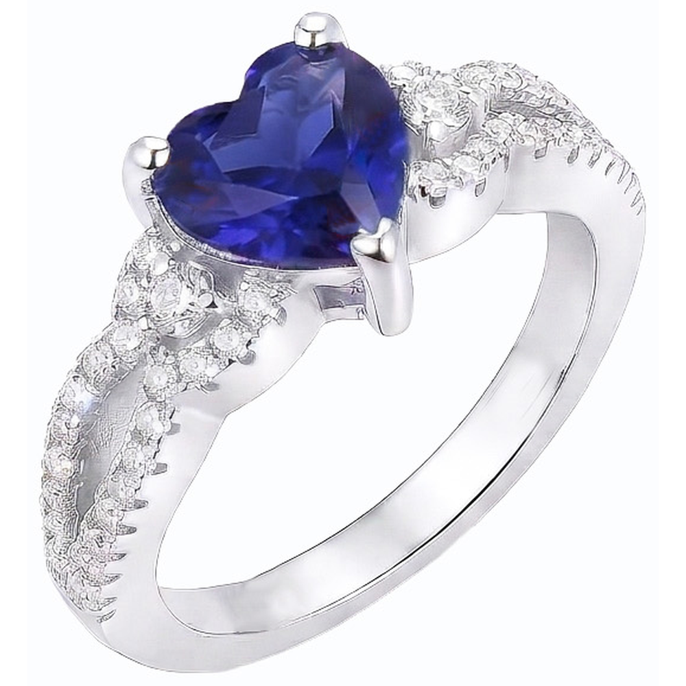 Gemstone Ceylon Sapphire Engagement Ring & Round Natural Earth Mined Diamond ( Not Lab Grown )s 4.50 Carats
