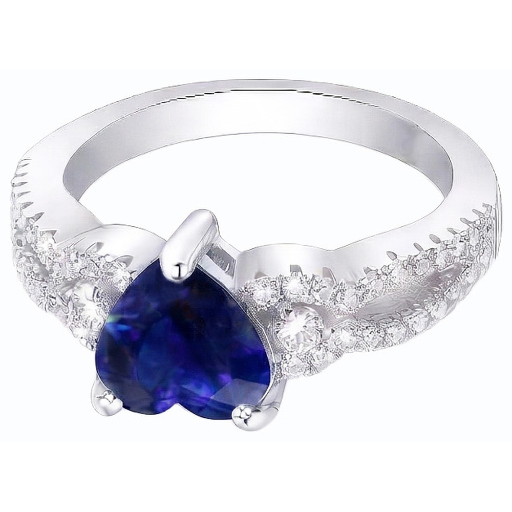 Gemstone Ceylon Sapphire Engagement Ring & Round Natural Earth Mined Diamond ( Not Lab Grown )s 4.50 Carats