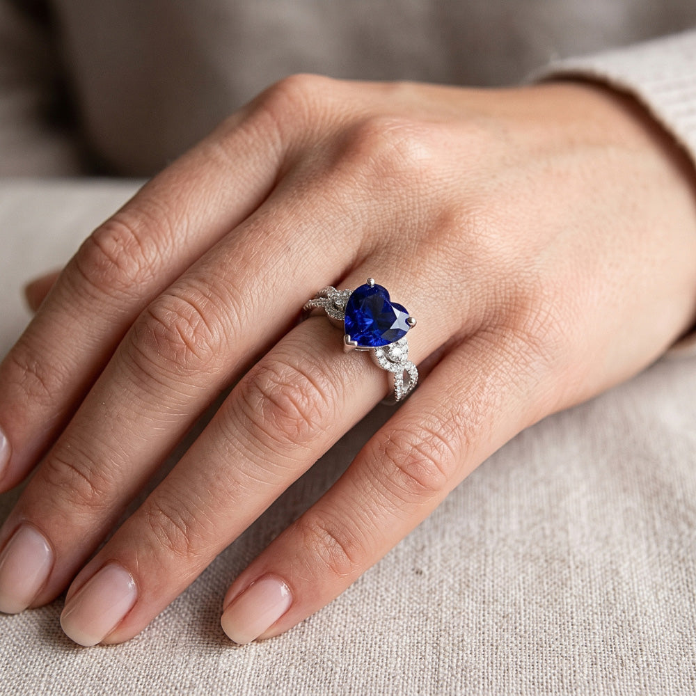 Gemstone Ceylon Sapphire Engagement Ring & Round Natural Earth Mined Diamond ( Not Lab Grown )s 4.50 Carats
