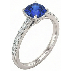 Gemstone Cushion Cut Sapphire Ring 2.50 Carats Fishtail Set Natural Earth Mined Diamond ( Not Lab Grown )s