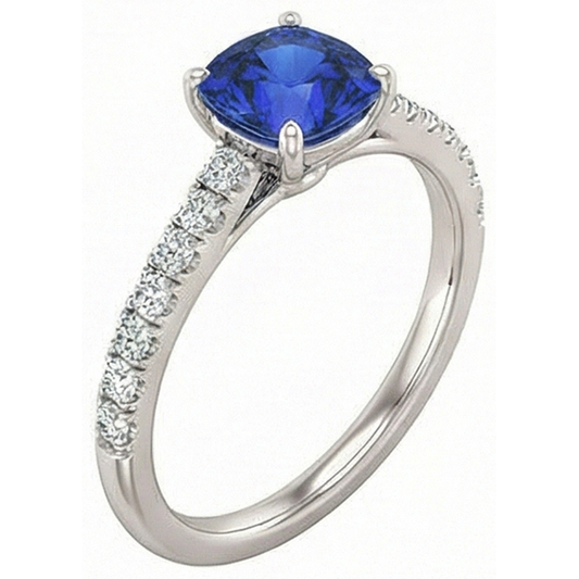 Gemstone Cushion Cut Sapphire Ring 2.50 Carats Fishtail Set Natural Earth Mined Diamond ( Not Lab Grown )s