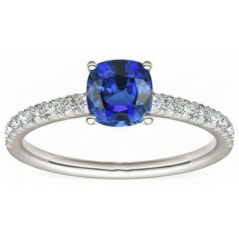 Gemstone Cushion Cut Sapphire Ring 2.50 Carats Fishtail Set Natural Earth Mined Diamond ( Not Lab Grown )s