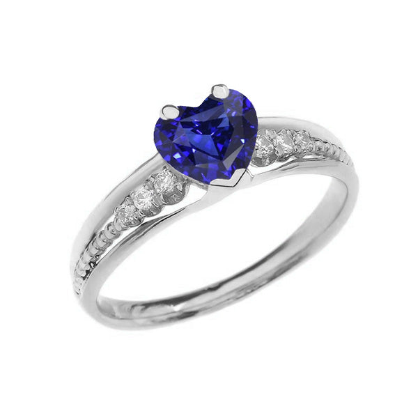 Gemstone Diamond Ring Heart Cut Ceylon Sapphire Jewelry