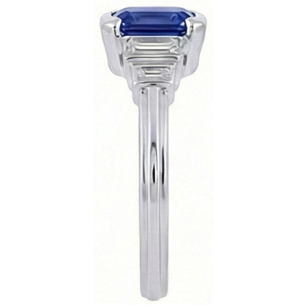 Gemstone Emerald Blue Sapphire Ring 5 Stone Baguette Natural Earth Mined Diamond ( Not Lab Grown )s 2 Carats