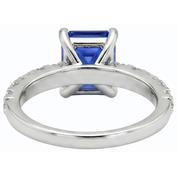 Gemstone Emerald Blue Sapphire Ring With Natural Earth Mined Diamond ( Not Lab Grown ) Accents 2.50 Carats