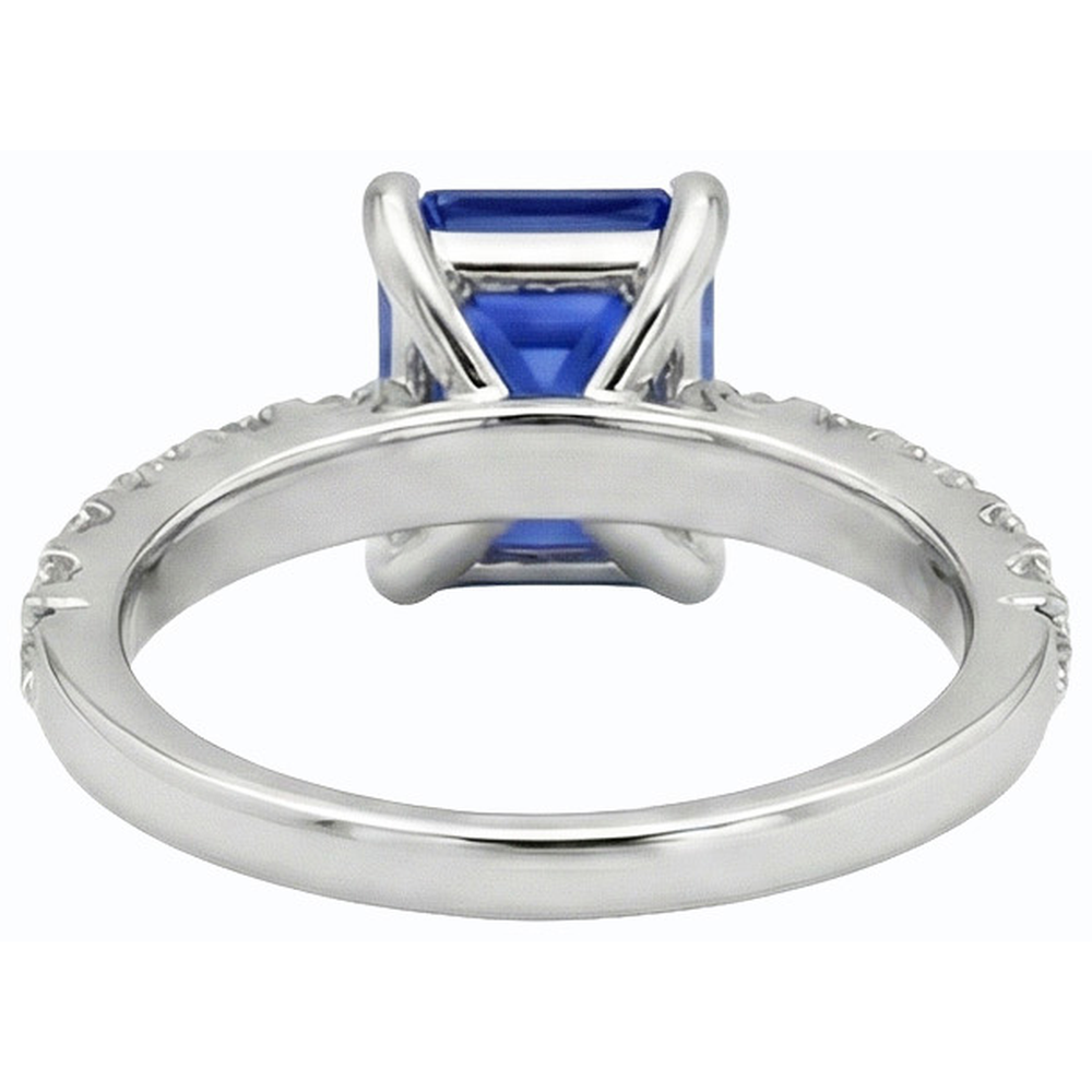 Gemstone Emerald Blue Sapphire Ring With Natural Earth Mined Diamond ( Not Lab Grown ) Accents 2.50 Carats