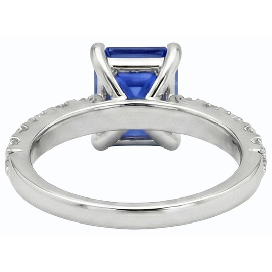 Gemstone Emerald Blue Sapphire Ring With Natural Earth Mined Diamond ( Not Lab Grown ) Accents 2.50 Carats
