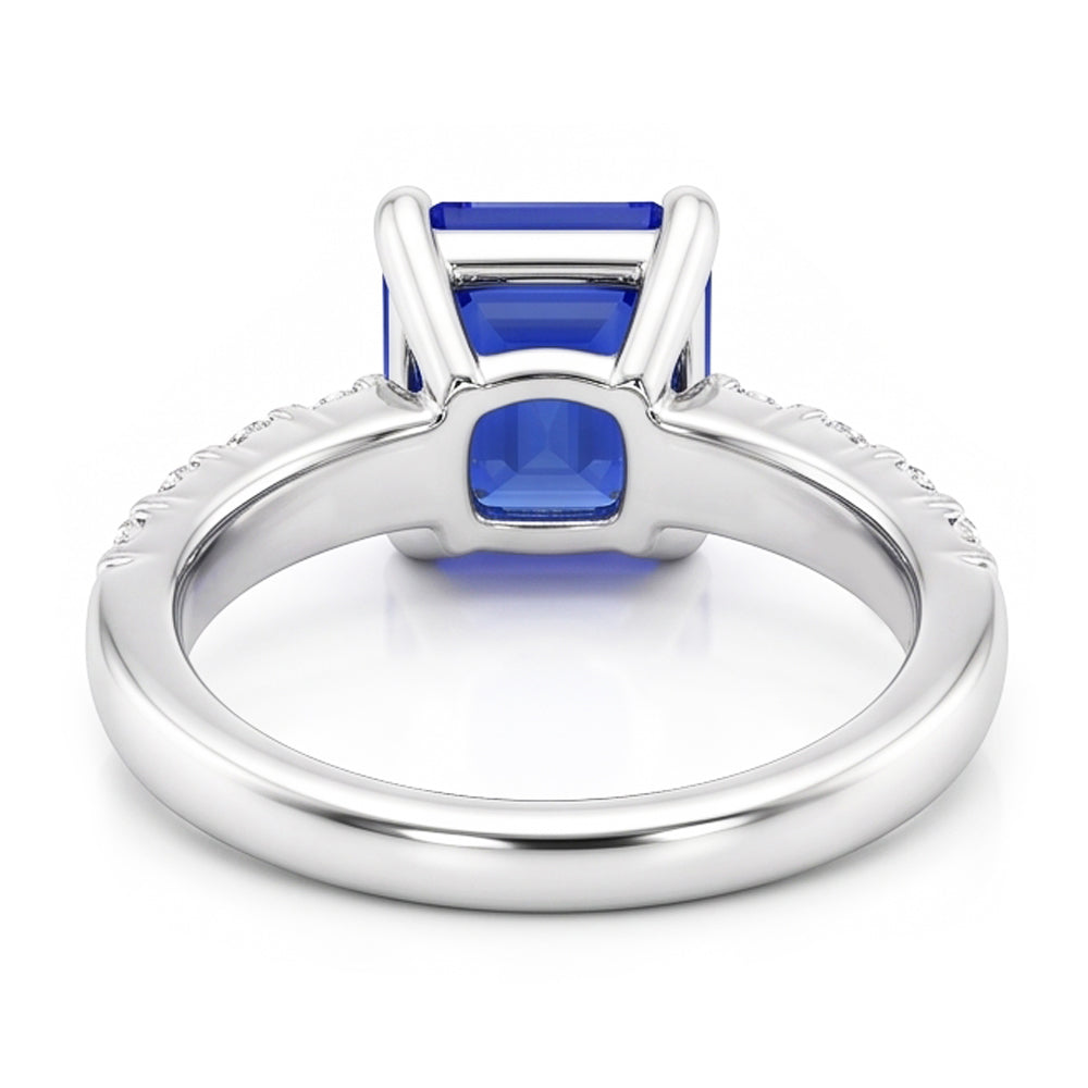 Gemstone Emerald Blue Sapphire Ring With Natural Earth Mined Diamond ( Not Lab Grown ) Accents 2.50 Carats