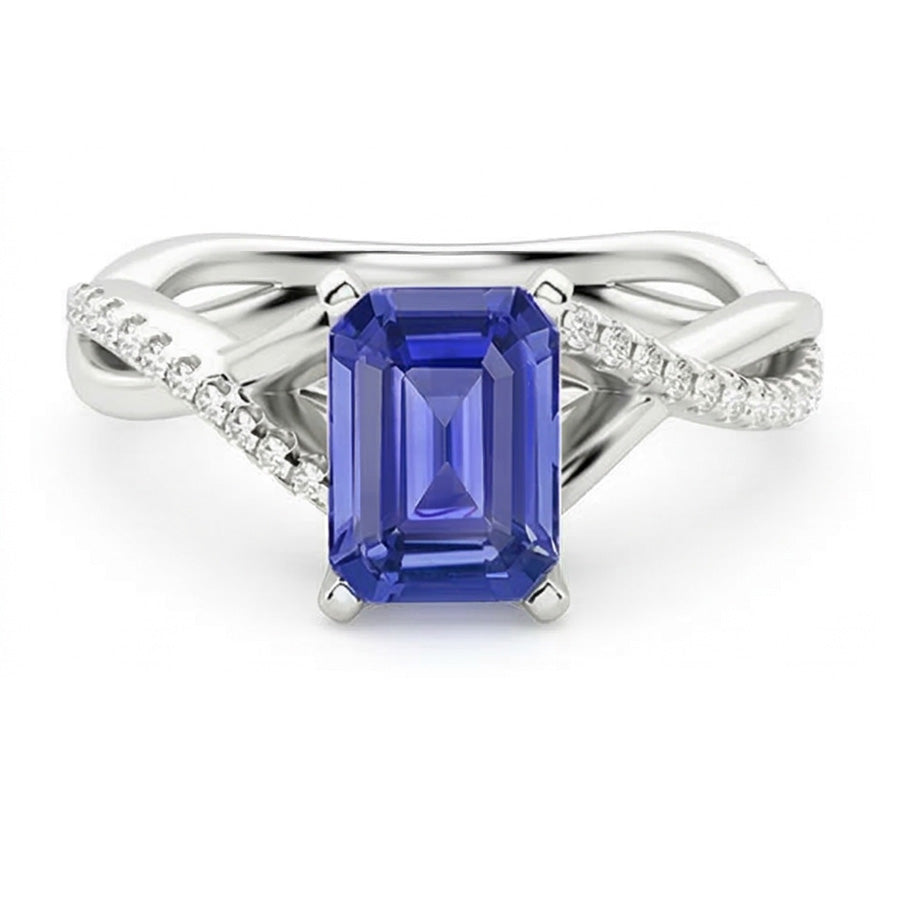 Gemstone Emerald Sapphire Ring Gold Infinity Shank Jewelry 3 Carats