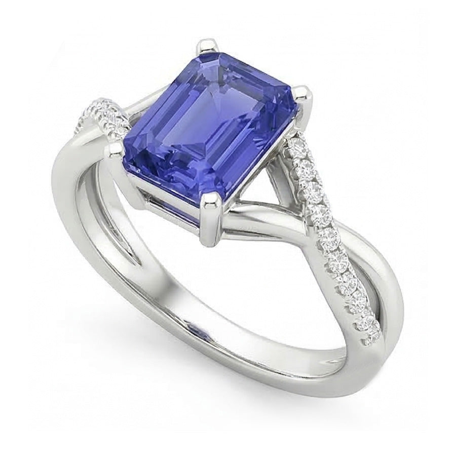 Gemstone Emerald Sapphire Ring Gold Infinity Shank Jewelry 3 Carats