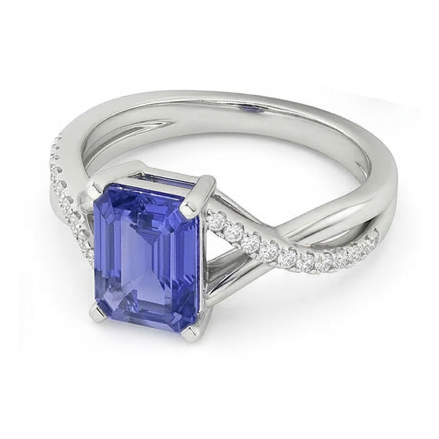 Gemstone Emerald Sapphire Ring Gold Infinity Shank Jewelry 3 Carats