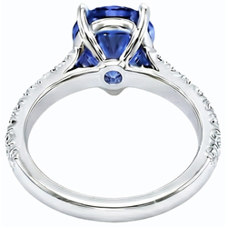 Gemstone Engagement Ring Pear Ceylon Sapphire Pave Set 3.50 Carats