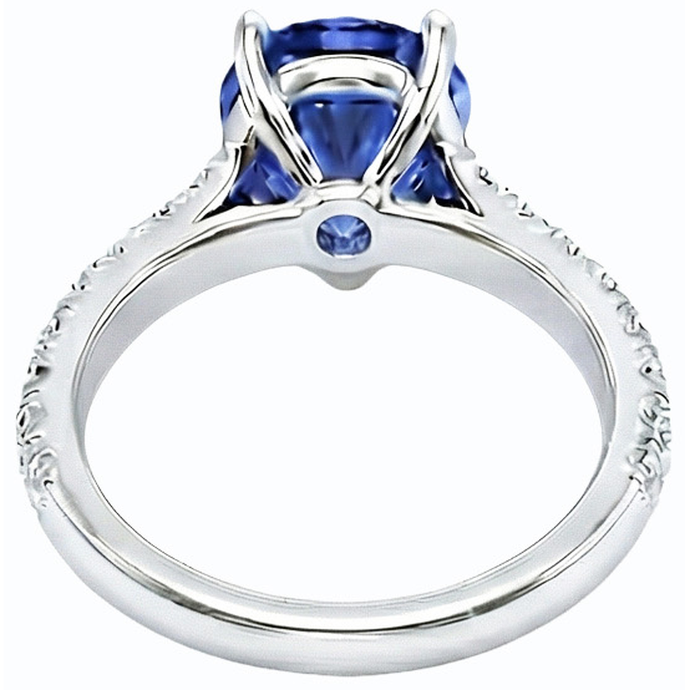 Gemstone Engagement Ring Pear Ceylon Sapphire Pave Set 3.50 Carats