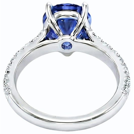 Gemstone Engagement Ring Pear Ceylon Sapphire Pave Set 3.50 Carats