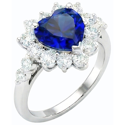 Natural Sapphire Ring 3ct - White Gold 14K