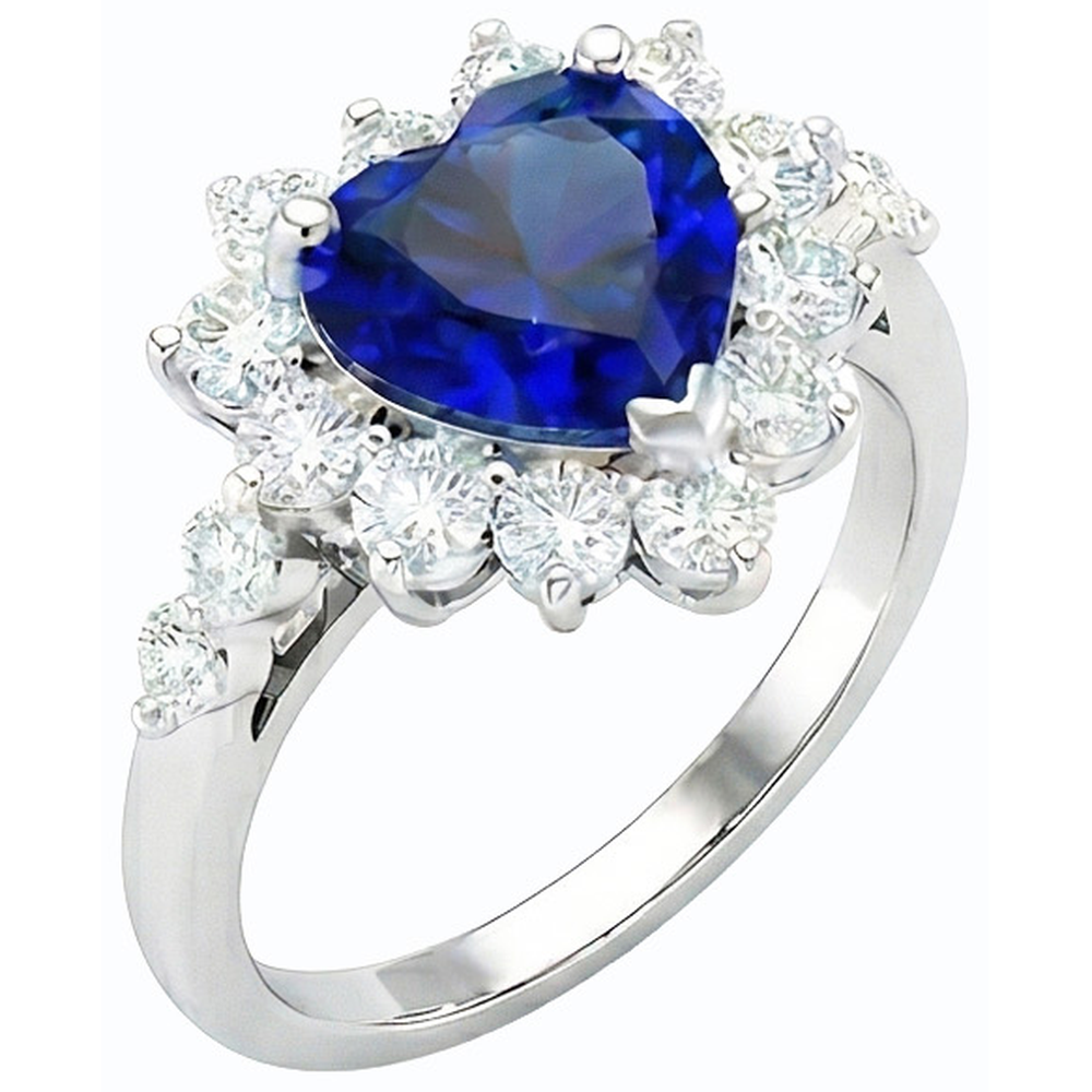natural round sapphire 3ct ring front view