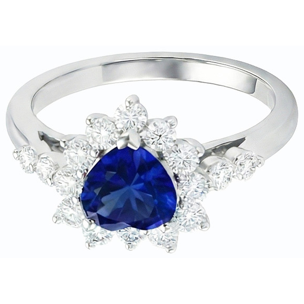 natural round sapphire 3ct ring close up detail