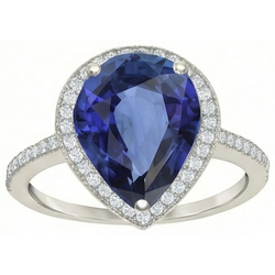 Natural Sapphire Ring 5ct - White Gold 14K
