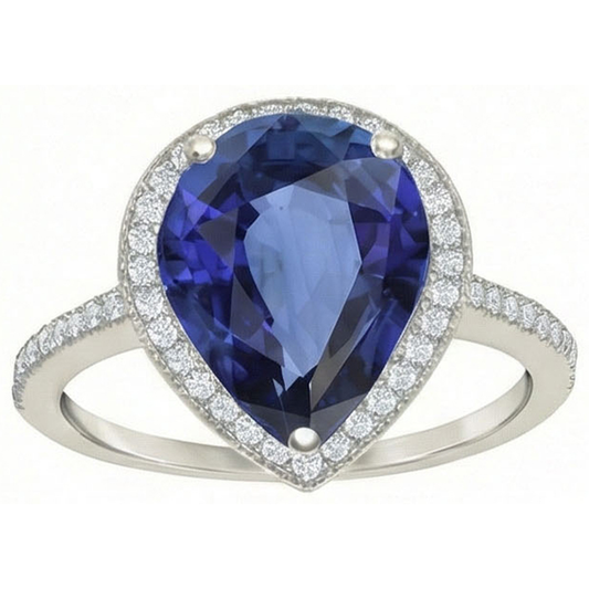 natural round sapphire 5ct ring front view
