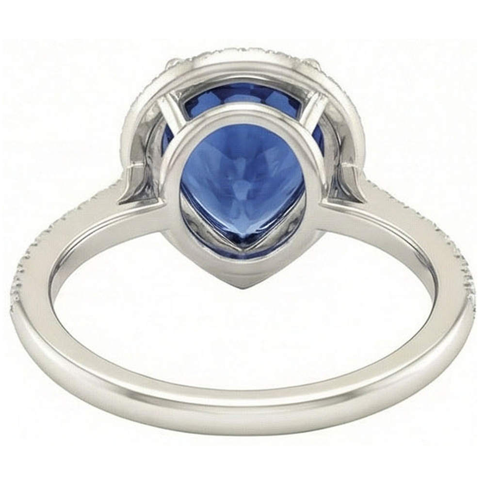natural round sapphire 5ct ring profile view