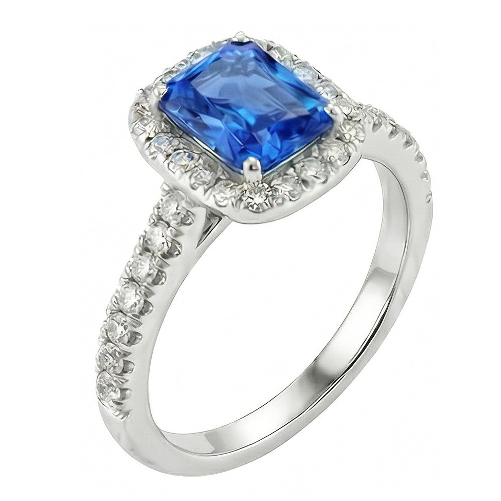 natural round sapphire 2.50ct ring top view