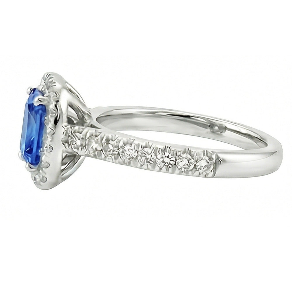 natural round sapphire 2.50ct ring profile view