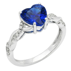 Gemstone Heart Blue Sapphire Ring Twisted Style 3.50 Carats Natural Earth Mined Diamond ( Not Lab Grown )s