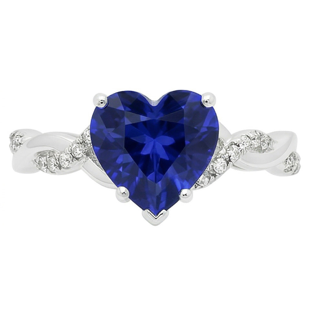 Gemstone Heart Blue Sapphire Ring Twisted Style 3.50 Carats Natural Earth Mined Diamond ( Not Lab Grown )s