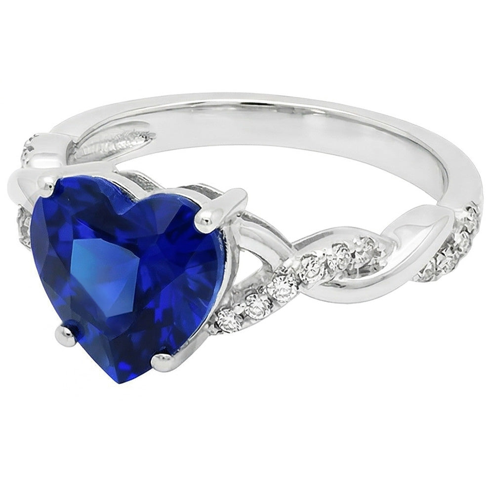 Gemstone Heart Blue Sapphire Ring Twisted Style 3.50 Carats Natural Earth Mined Diamond ( Not Lab Grown )s