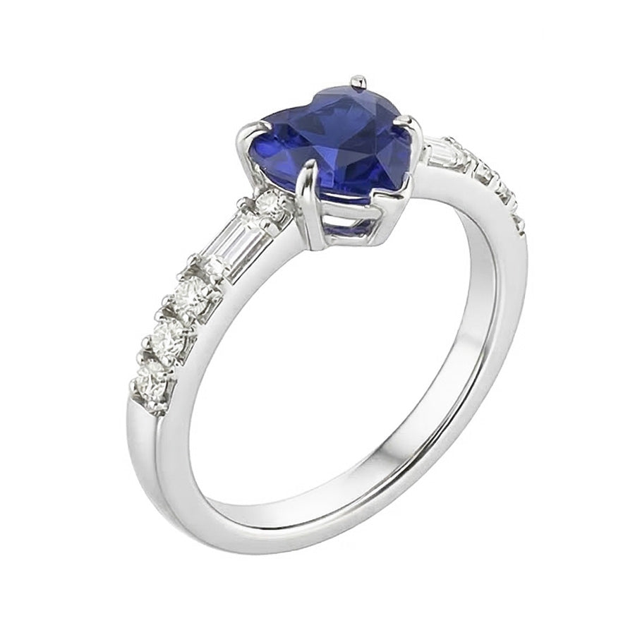 natural round sapphire 2.50ct ring profile view
