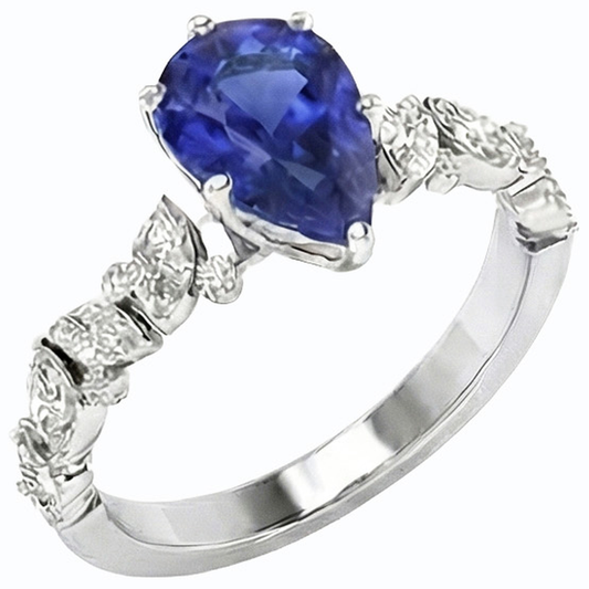 natural round sapphire 3ct ring front view