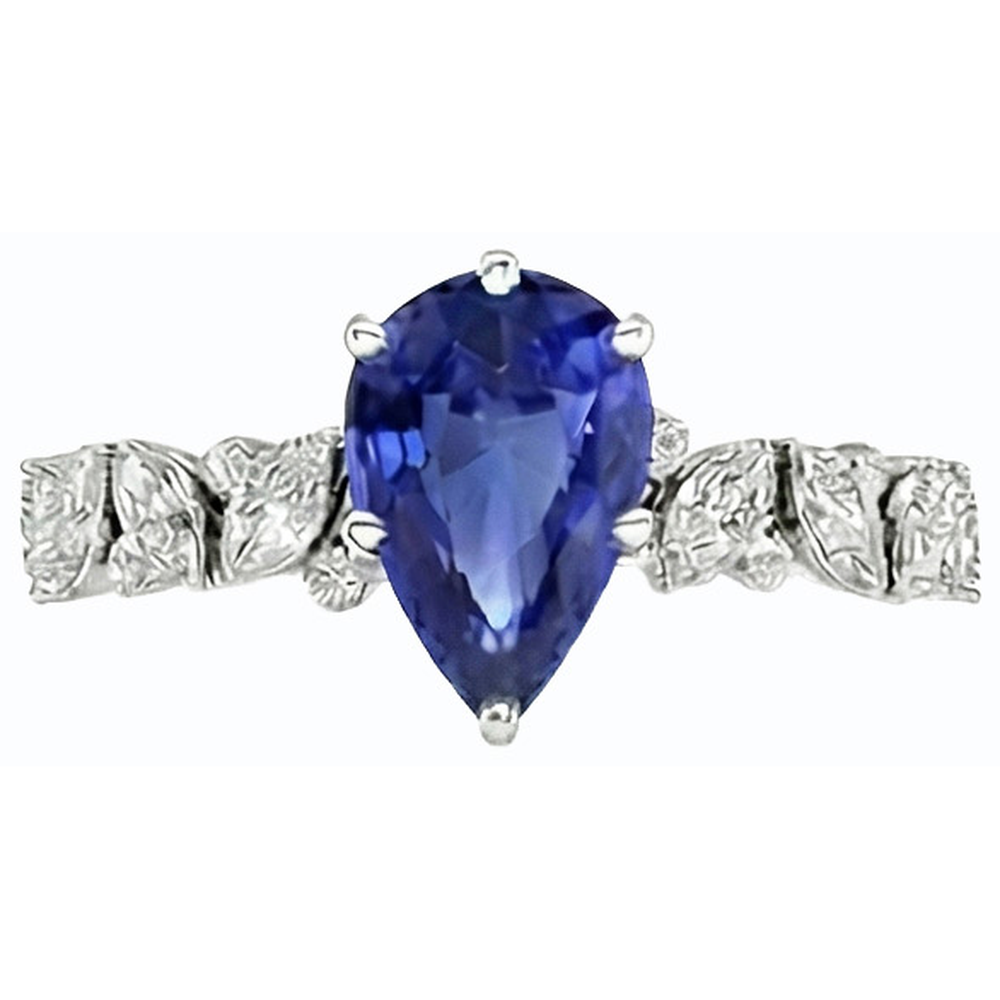 Gemstone Jewelry Blue Sapphire Ring Marquise & Round Natural Earth Mined Diamond ( Not Lab Grown )s 3 Carats