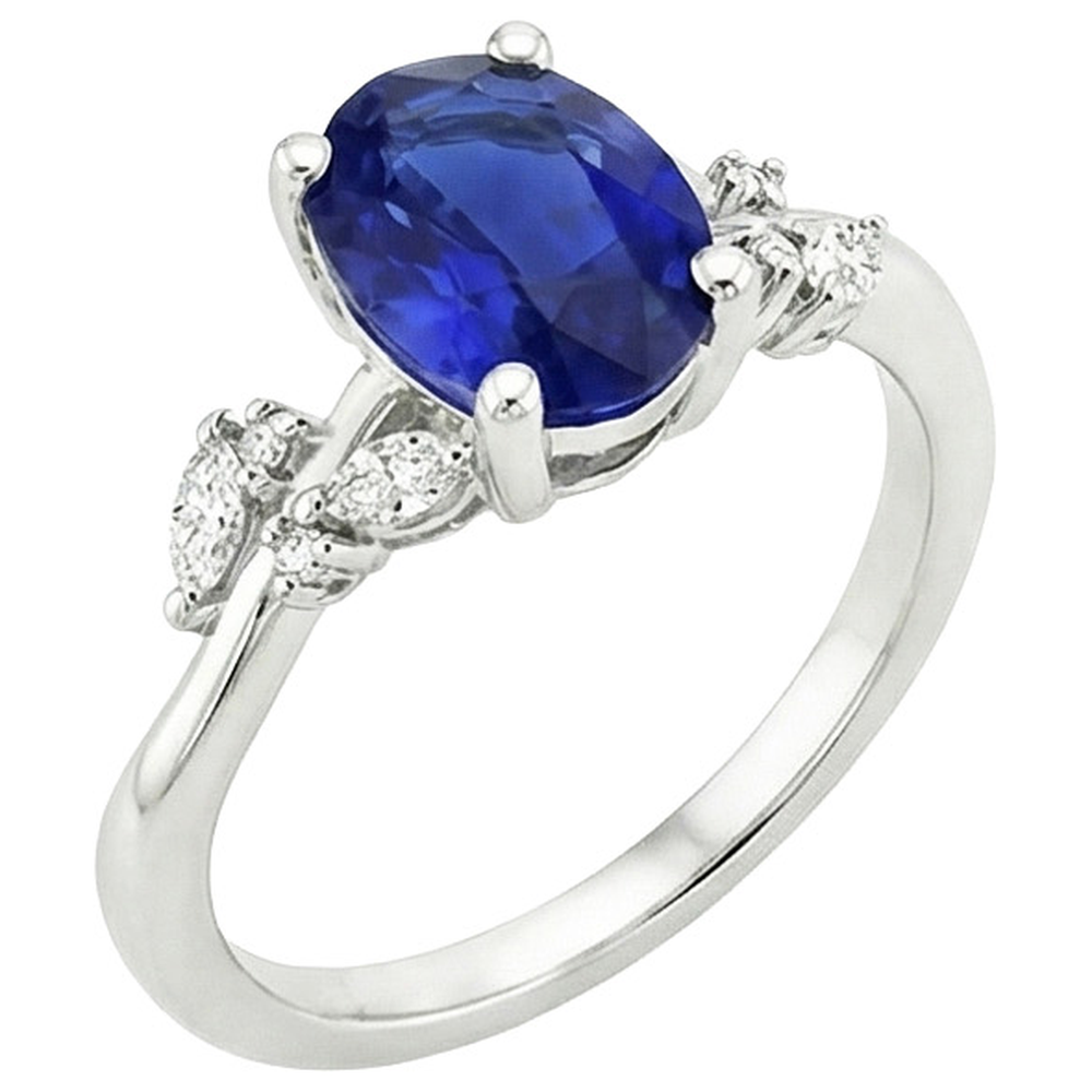Gemstone Jewelry Blue Sapphire Ring & Natural Earth Mined Diamond ( Not Lab Grown )s 4.50 Carats