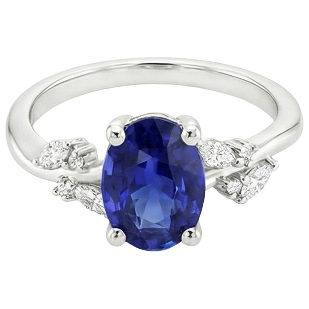 Gemstone Jewelry Blue Sapphire Ring & Natural Earth Mined Diamond ( Not Lab Grown )s 4.50 Carats