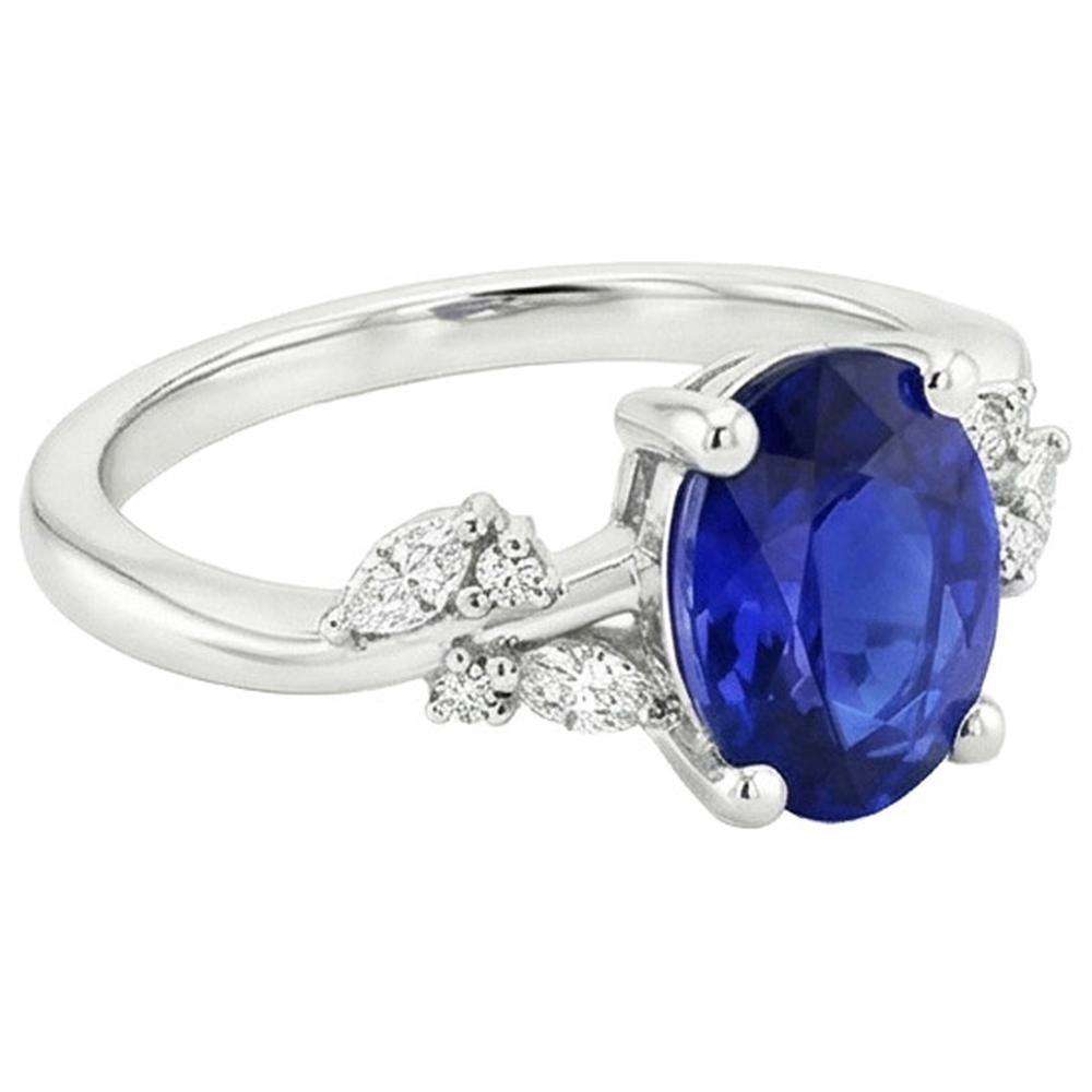 Gemstone Jewelry Blue Sapphire Ring & Natural Earth Mined Diamond ( Not Lab Grown )s 4.50 Carats