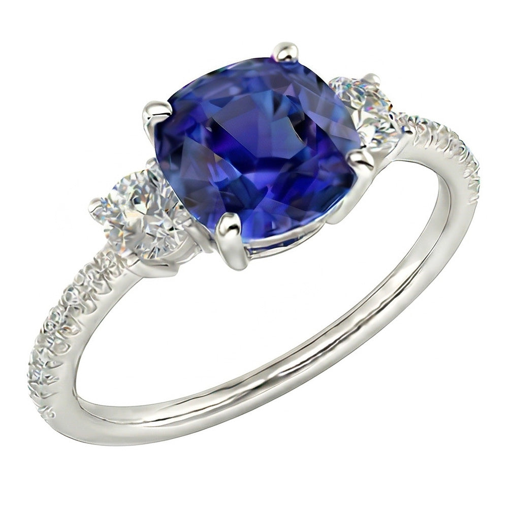 natural round sapphire 3.50ct ring side angle
