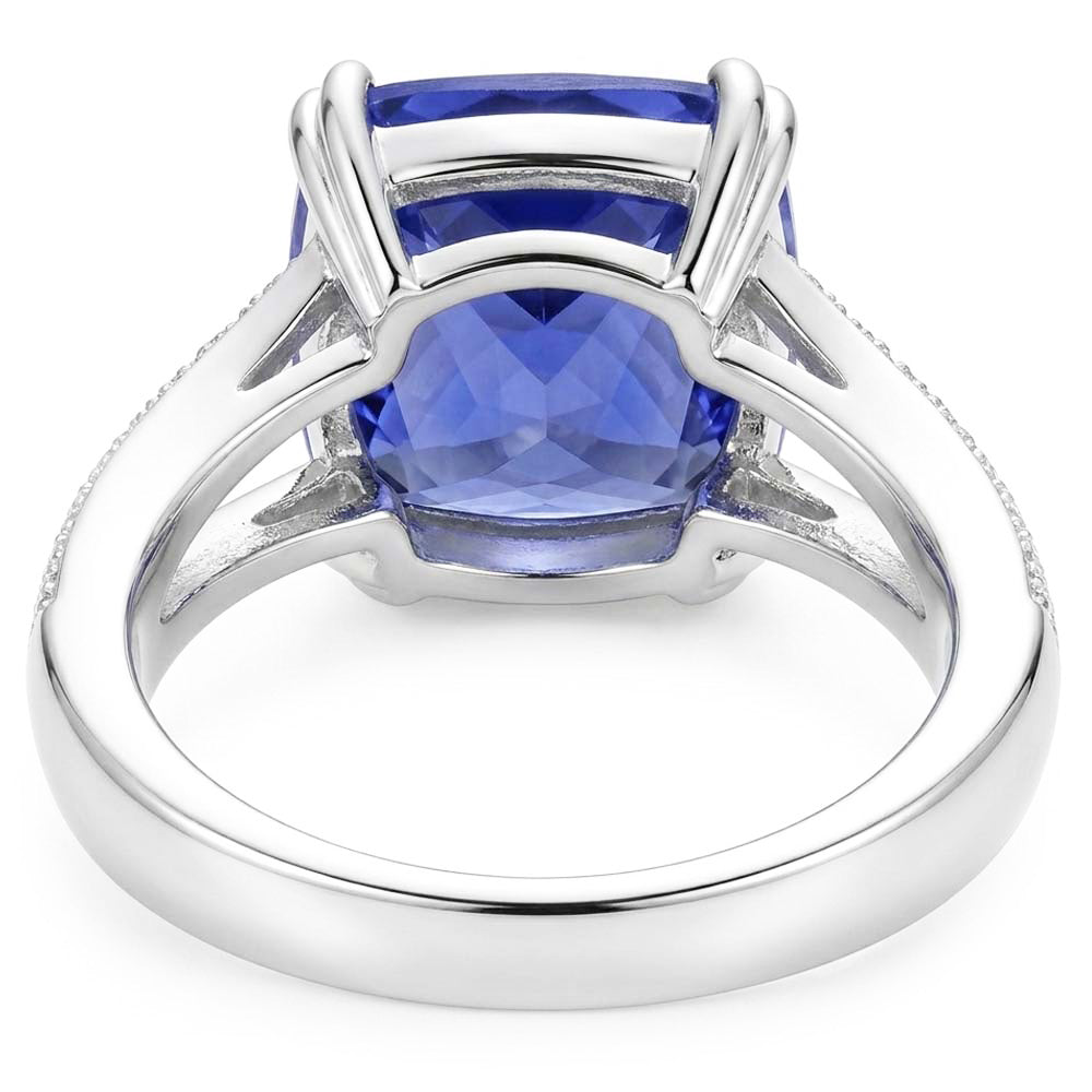 Gemstone Jewelry Cushion Sapphire Ring 4 Carats Split Shank Jewelry
